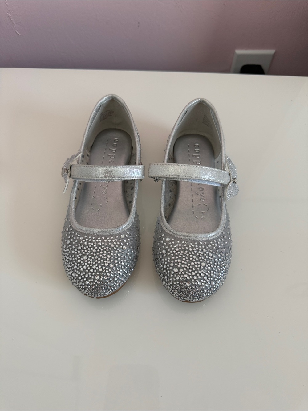 Copper Key Silver Rhinestone Mary Jane Dress Shoes